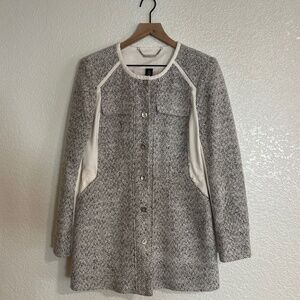 White House Black Market Long Herringbone Tweed Jacket
